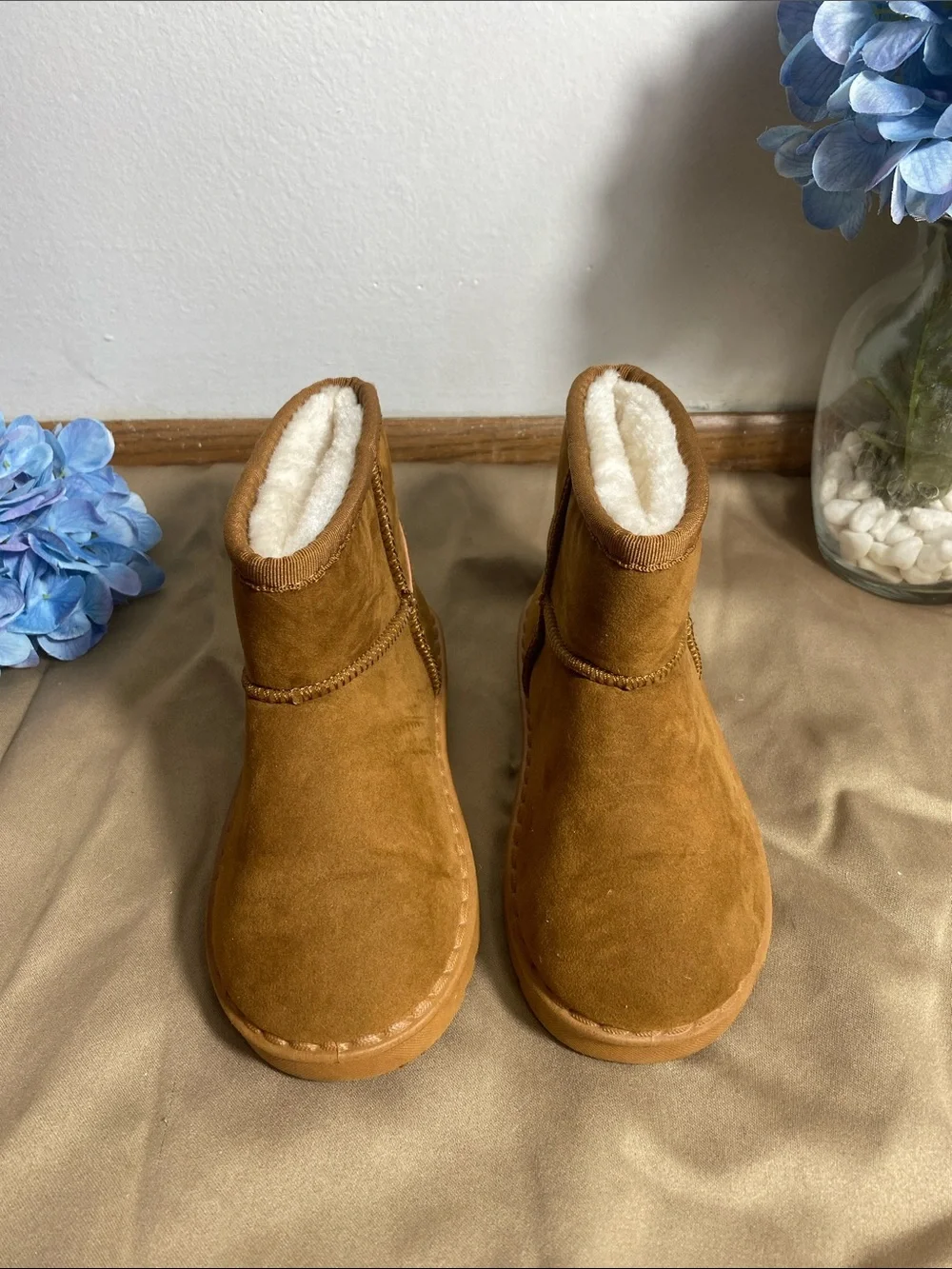Kids Brown Shearling-Lined Winter Boots